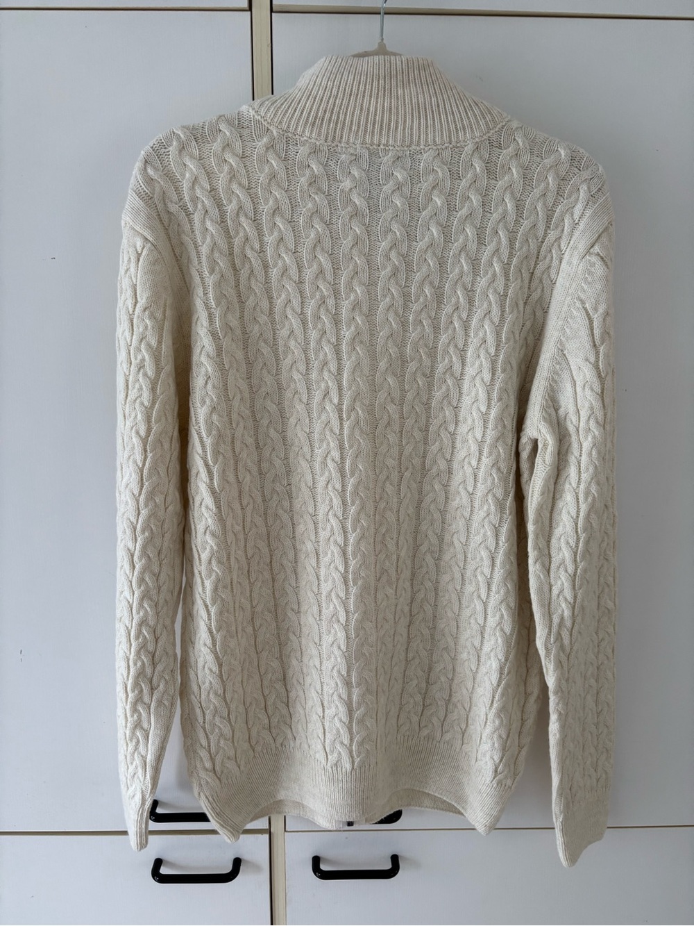 Italian Yarn Cable Knit Full Zip Mock Neck Wool Blend Sweater L Old Money Cabine - Picture 4 of 10